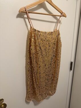 Free People Gold Slip Dress size large NWT